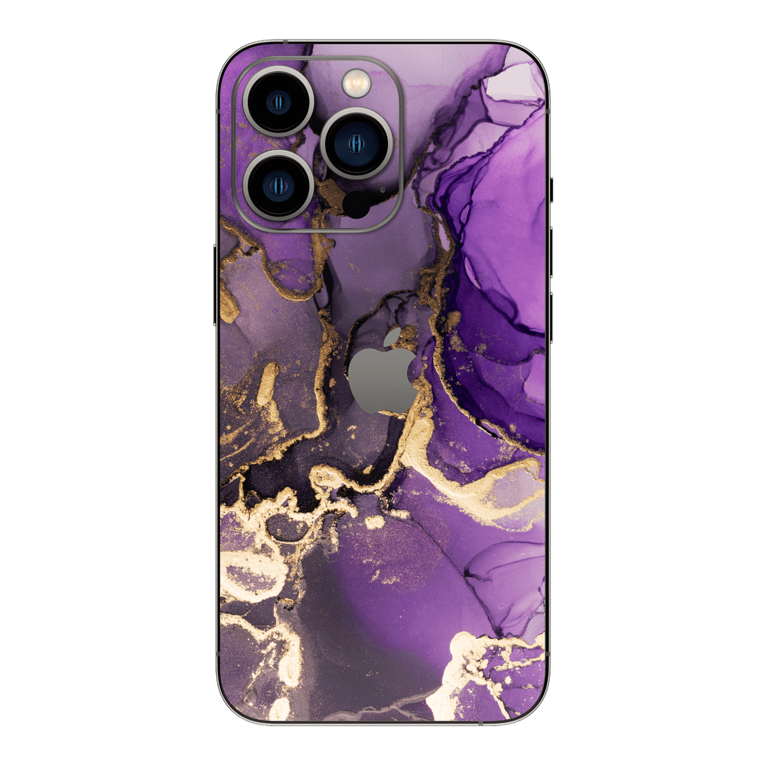 iPhone 15 Pro MAX Print Printed Custom SIGNATURE AGATE GEODE Purple-Gold Skin Wrap Sticker Decal Cover Protector by EasySkinz | EasySkinz.com