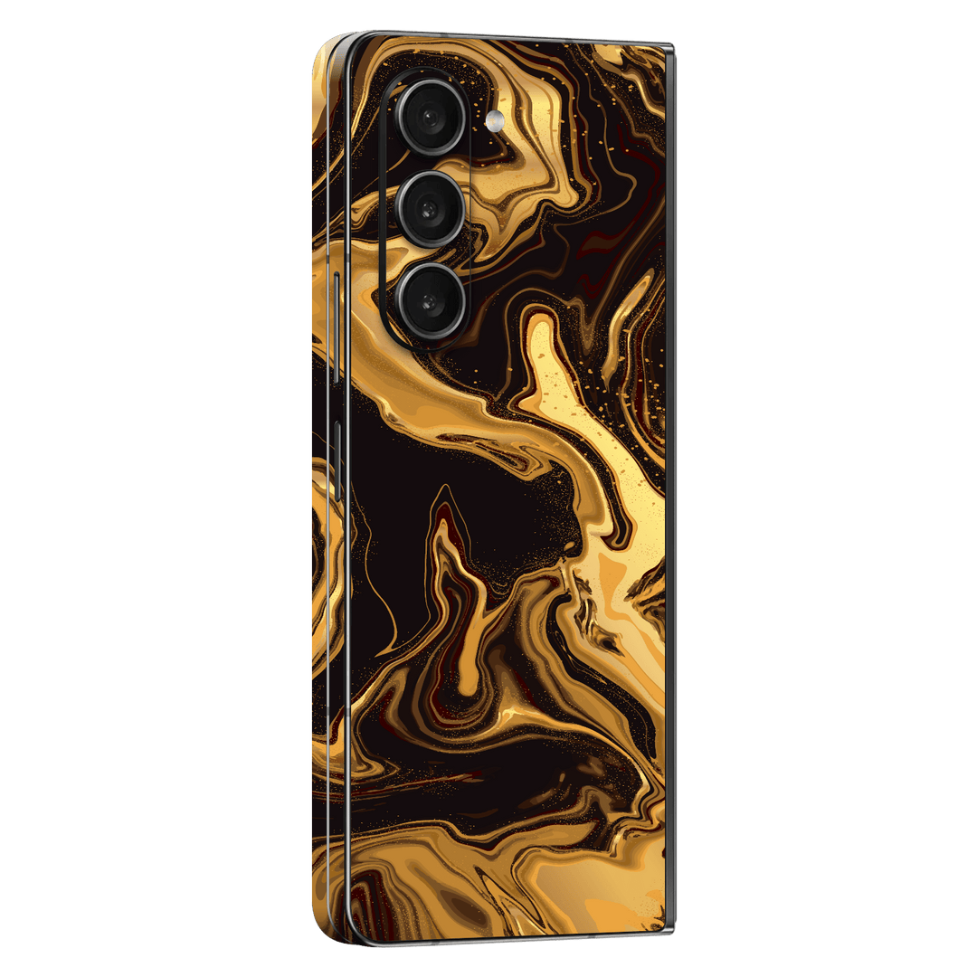 Samsung Galaxy Z Fold 5 (2023) Print Printed Custom SIGNATURE AGATE GEODE Melted Gold Skin Wrap Sticker Decal Cover Protector by EasySkinz | EasySkinz.com