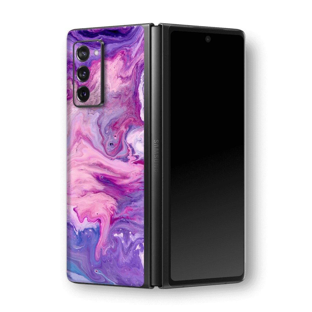 Samsung Galaxy Z Fold 2 Print Printed Custom SIGNATURE Abstract PURPLE Paint Skin Wrap Sticker Decal Cover Protector by EasySkinz